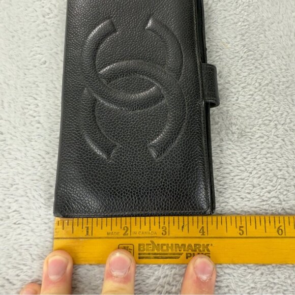 CHANEL CC Logo Grained Calfskin Leather Bifold Wallet Black - Picture 10 of 16